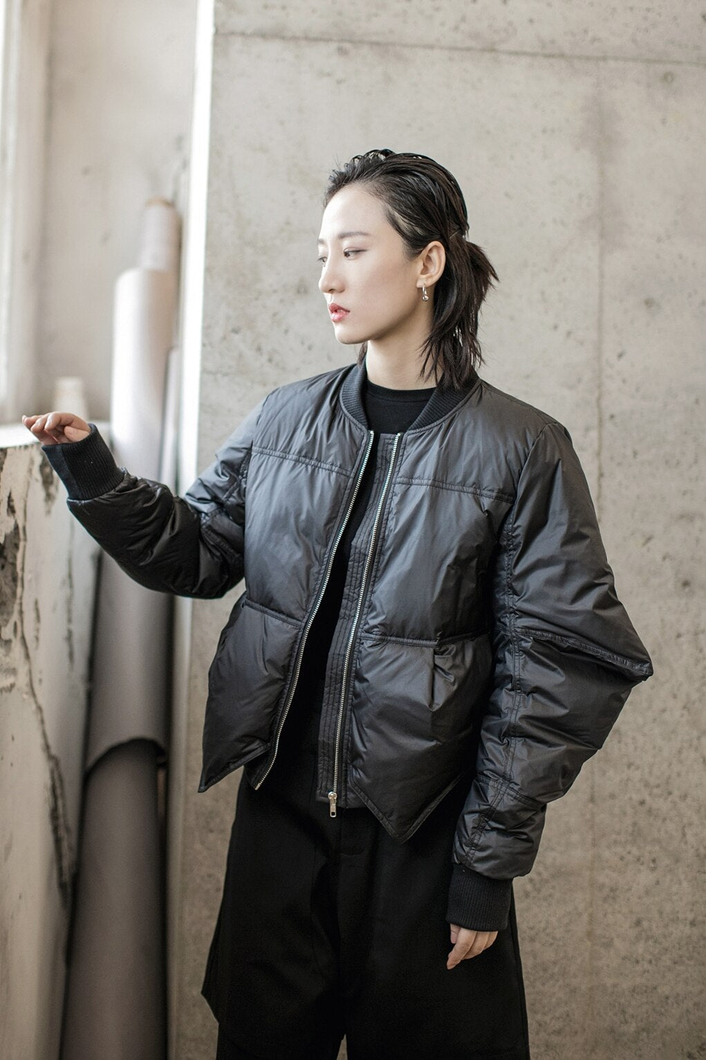 Women Down Coat Asymmetrical Black Short Down Jacket Irregular Vintage Fashion Winter Women Clothes New Fashion - KAISERINC