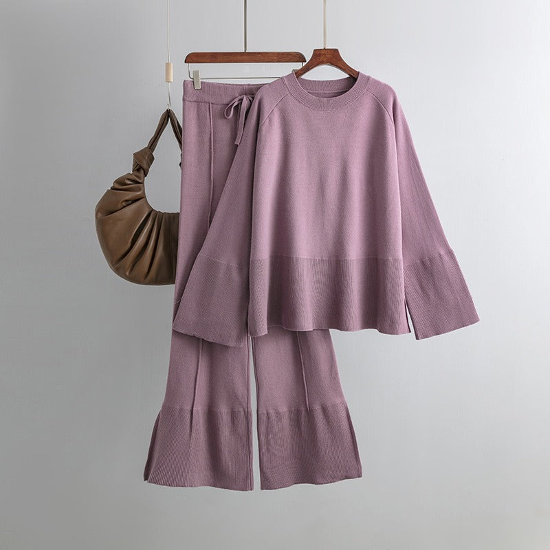 Two Piece Autumn Winter Warm Women Sweaters Tracksuit Thick Warm Knit Sweater + Pant Suit Loose Casual Lady Knit Sets - KAISERINC