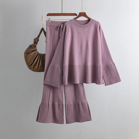 Two Piece Autumn Winter Warm Women Sweaters Tracksuit Thick Warm Knit Sweater + Pant Suit Loose Casual Lady Knit Sets - KAISERINC