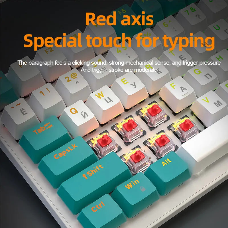 K6 Mechanical Keyboard Wireless 5.0 BT 2.4 Ghz Wired Three Modes Backlit Bluetooth Gamer Keyboard 100 Keys Keycaps Pc Gamer - KAISERINC