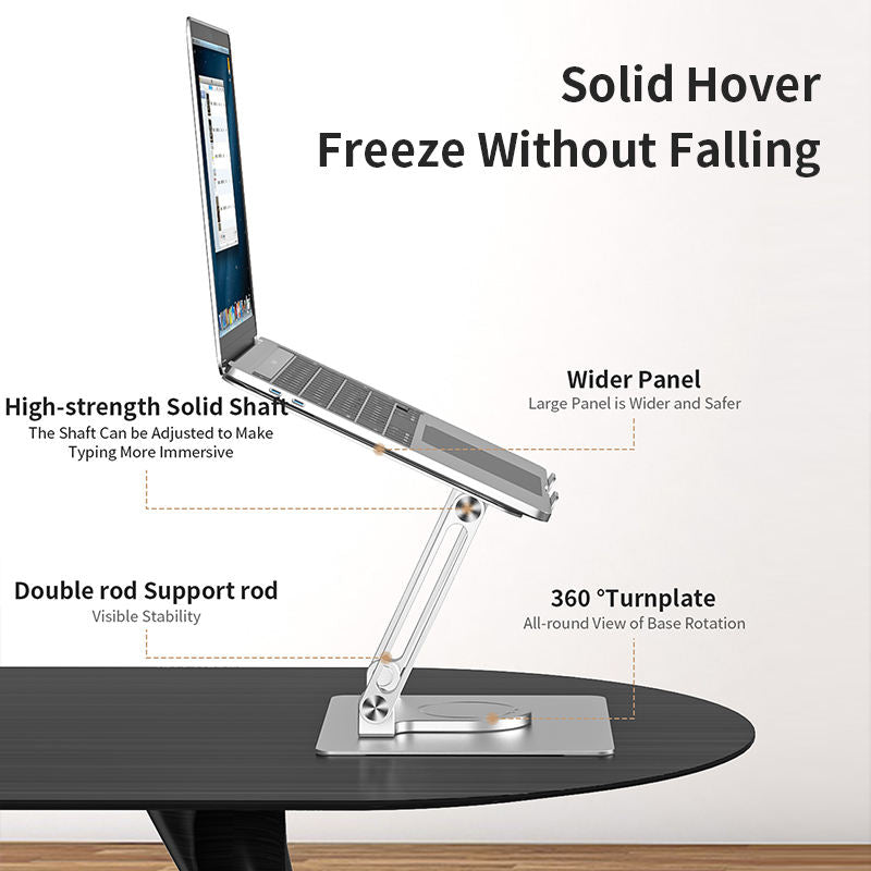 Office Aluminum Notebook Bracket Computer Cooling Bracket Double Pole Folding 360 Degree Stepless Rotation - KAISERINC