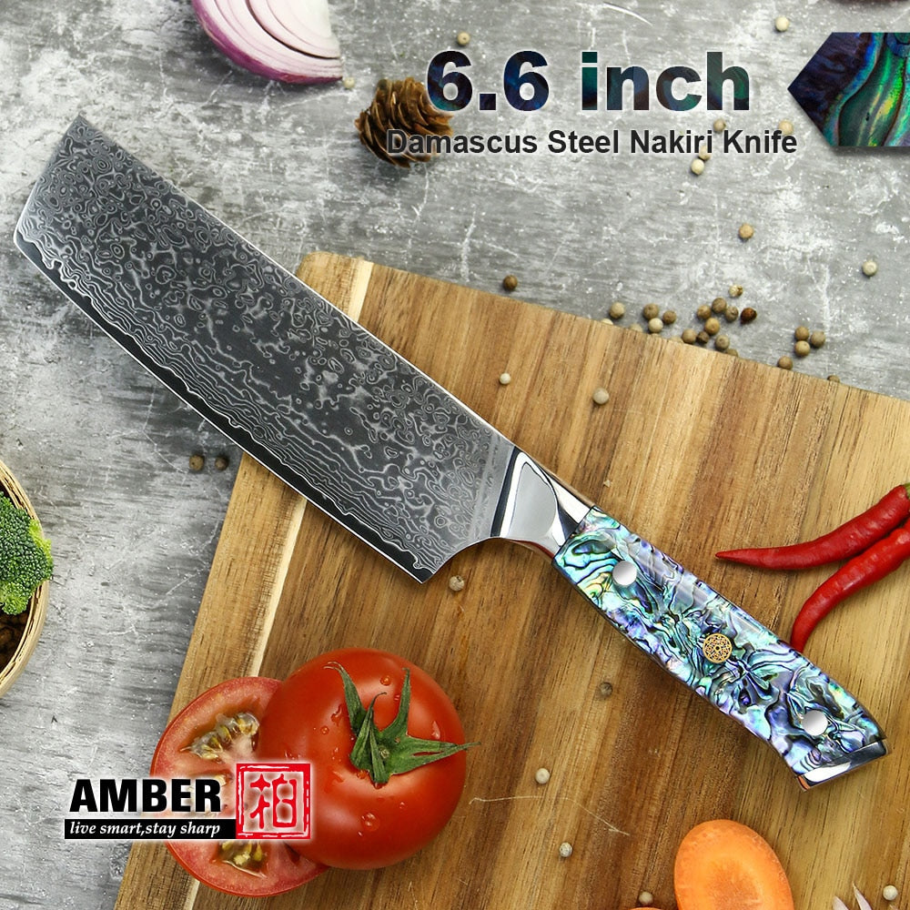 Professional Damascus VG 10 Steel Core 67 layers stainless steel Abalone handle kitchen knives set - KAISERINC