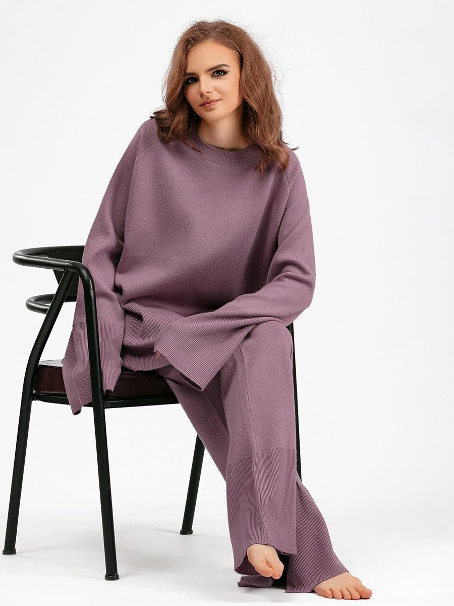 Two Piece Autumn Winter Warm Women Sweaters Tracksuit Thick Warm Knit Sweater + Pant Suit Loose Casual Lady Knit Sets - KAISERINC