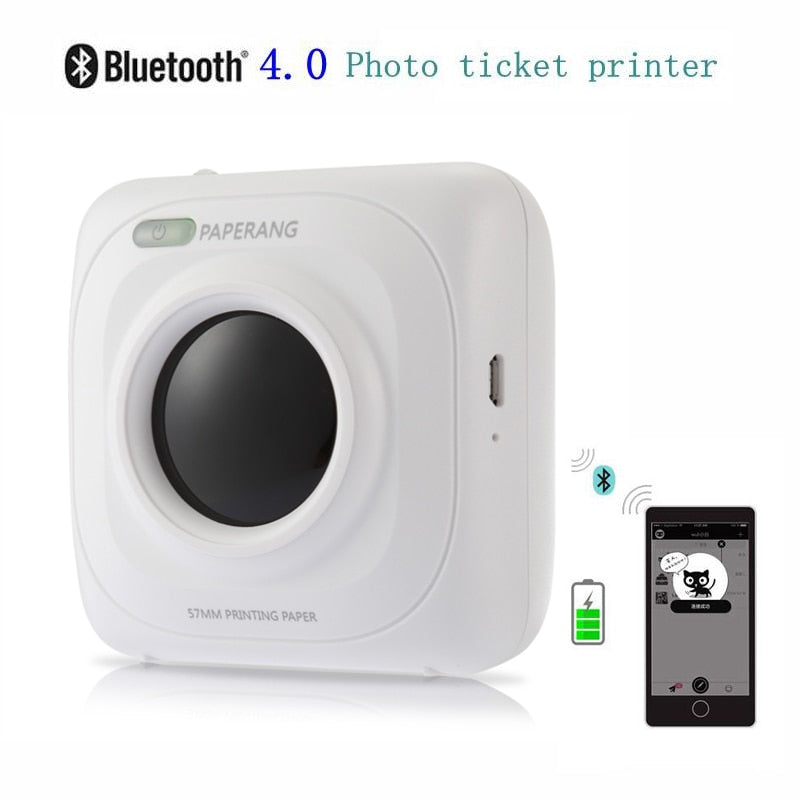 PAPERANG P1 Portable Bluetooth 4.0 Printer Thermal Photo Printer Phone Wireless Connection Printer 1000mAh Lithium-ion Batter - KAISERINC