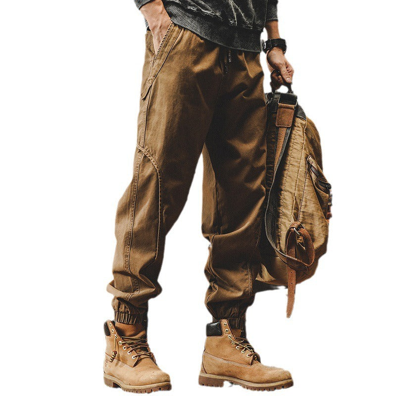 American Heavyweight Retro Work Pants Men's Autumn Loose Large Casual Pants Men's Spring and Autumn Wide Leg Strap Halen Pants - KAISERINC