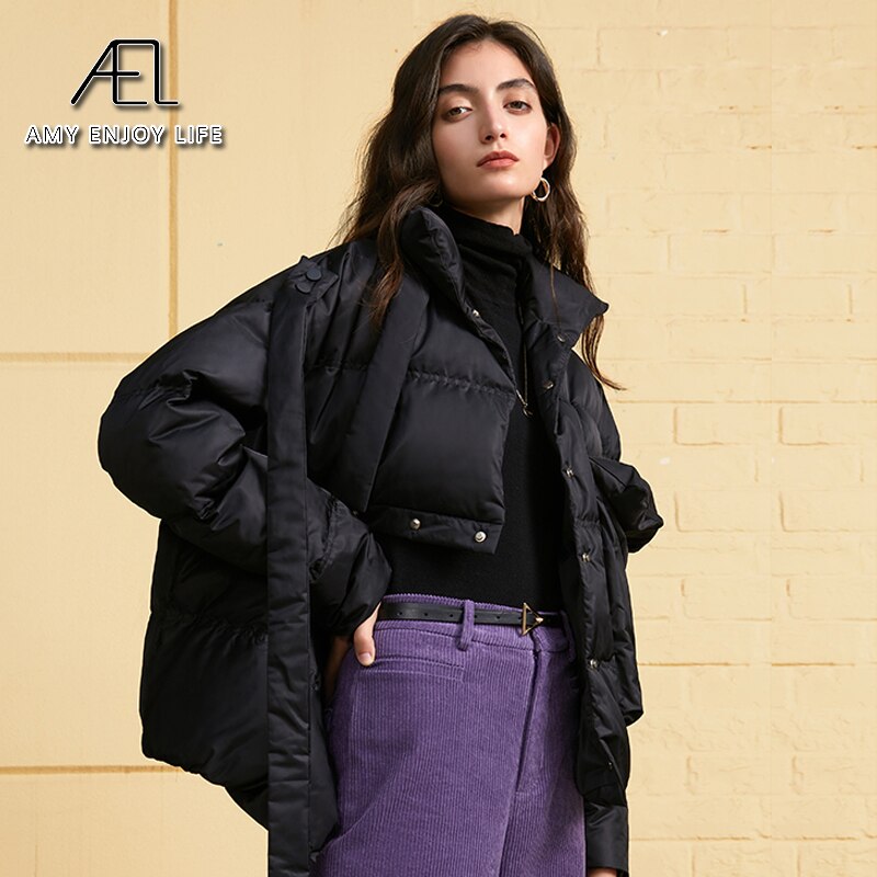 Short White Duck Down Jacket New Women's Asymmetric Short Coat - KAISERINC