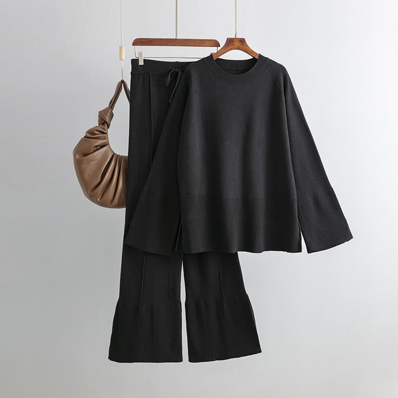 Two Piece Autumn Winter Warm Women Sweaters Tracksuit Thick Warm Knit Sweater + Pant Suit Loose Casual Lady Knit Sets - KAISERINC