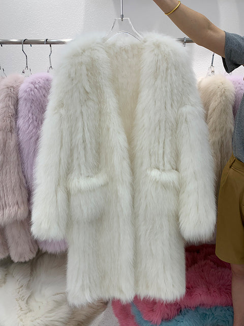 Fox Fur Knited Coat Women Winter High Quality Luxury Fur Jacket - KAISERINC