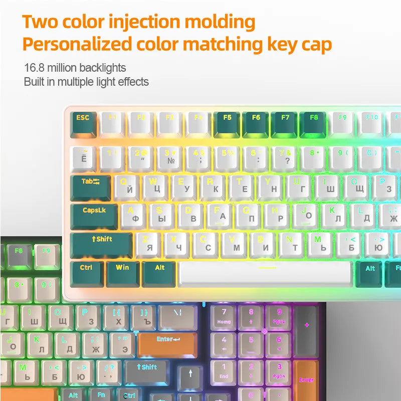 K6 Mechanical Keyboard Wireless 5.0 BT 2.4 Ghz Wired Three Modes Backlit Bluetooth Gamer Keyboard 100 Keys Keycaps Pc Gamer - KAISERINC