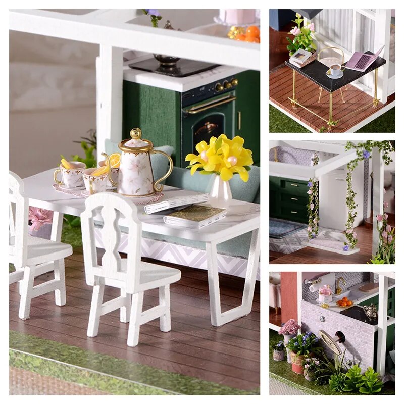 CUTEBEE DIY Dollhouse Wooden Doll Houses Miniature Doll House Furniture Kit Casa Music Led Toys for Children Birthday Gift A81