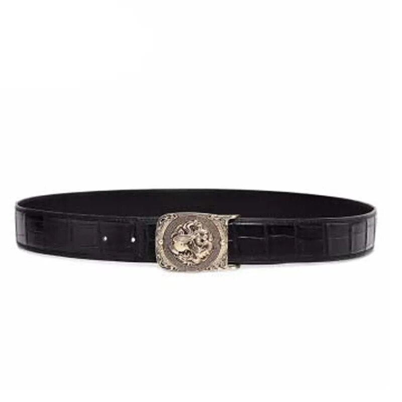 VVBrown  male  crocodile belt  brass  longfeng  Smooth buckle  belts for male  business  Plate buckles  Men belt crocodile skin