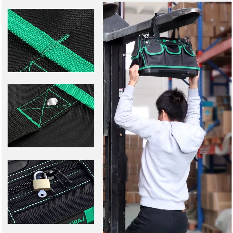 AIRAJ Multifunctional Tool Bag Large Capacity Oxford Canvas Waterproof Bag Wear-Resistant Tool Repair Storage Electrician Bag