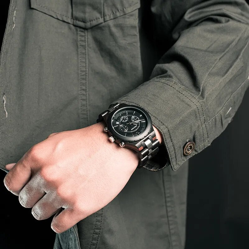 BOBO BIRD Men Watch Wood Luxury Stylish Watches Timepieces Chronograph Military Quartz Great Men's Gift relogio masculino W-R22