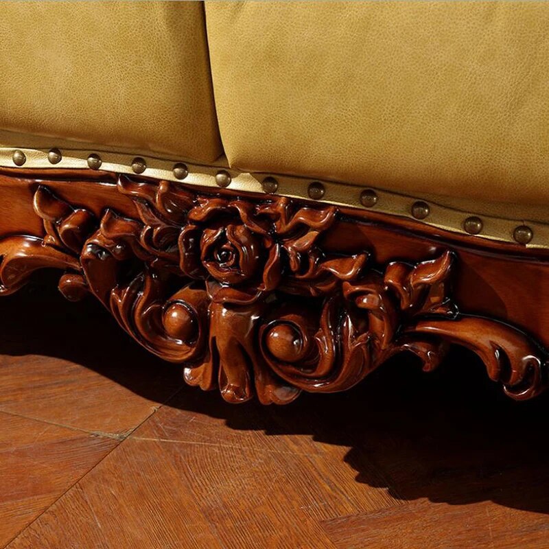 high quality  European  antique living room sofa furniture genuine leather set xhs003