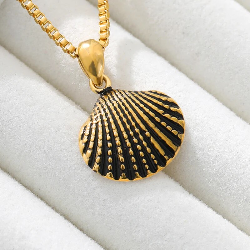 Fashion Shell Pendant Necklaces Stainless Steel Golden Box Chain Necklace For Women Fashion Jewelry The Best Christmas Gift