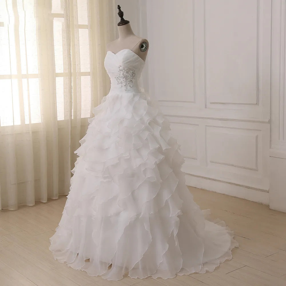 Jiayigong Real Wedding Dress Robe De Mariee White/ Ivory Sweetheaert Ruffles Corset Plus Size Wedding Dresses Vestido De Novia - KAISERINC