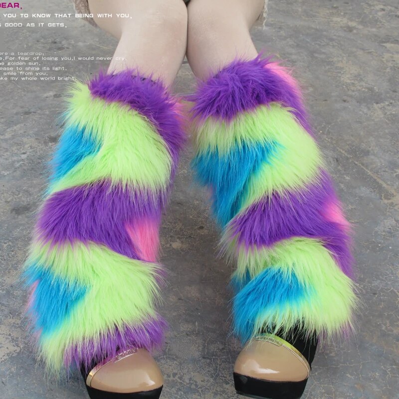 2019 Fur Leg Warmer Women Furry Leg Warmers Hengreda Girls Boot Cuff Plush Leg Cover for Party Music Festival Night Club