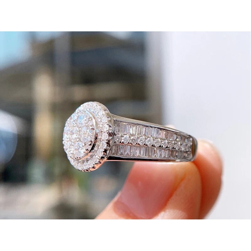 Aazuo 18K Solid White Gold Real Natural Diamonds 2.0ct Full Diamonds Engagement Ring Gift For Woman High Class Banquet Party