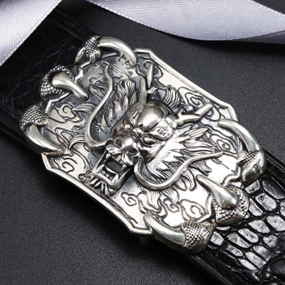 linshe male belt  Genuine crocodile  leather  925  Silver buckle  middle-aged  youth  tide men belt  crocodile Men belts