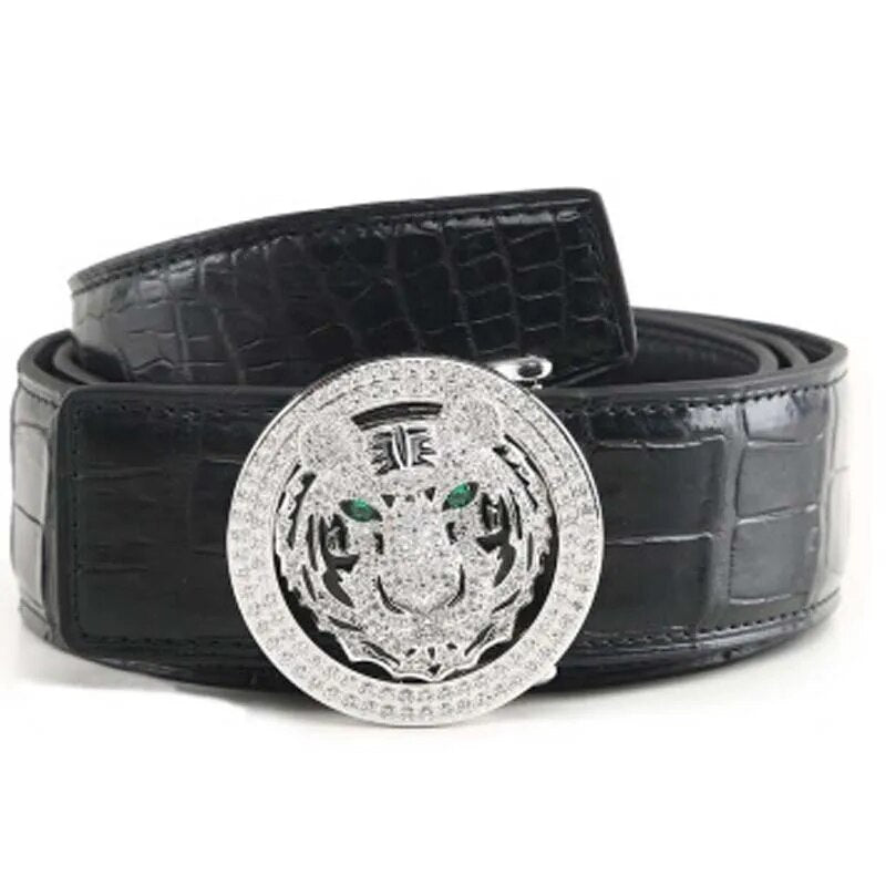 VVBrown men crocodile belt  Stainless steel  Plate buckles  male  Smooth buckle men belt  male  men belt crocodile leather belt
