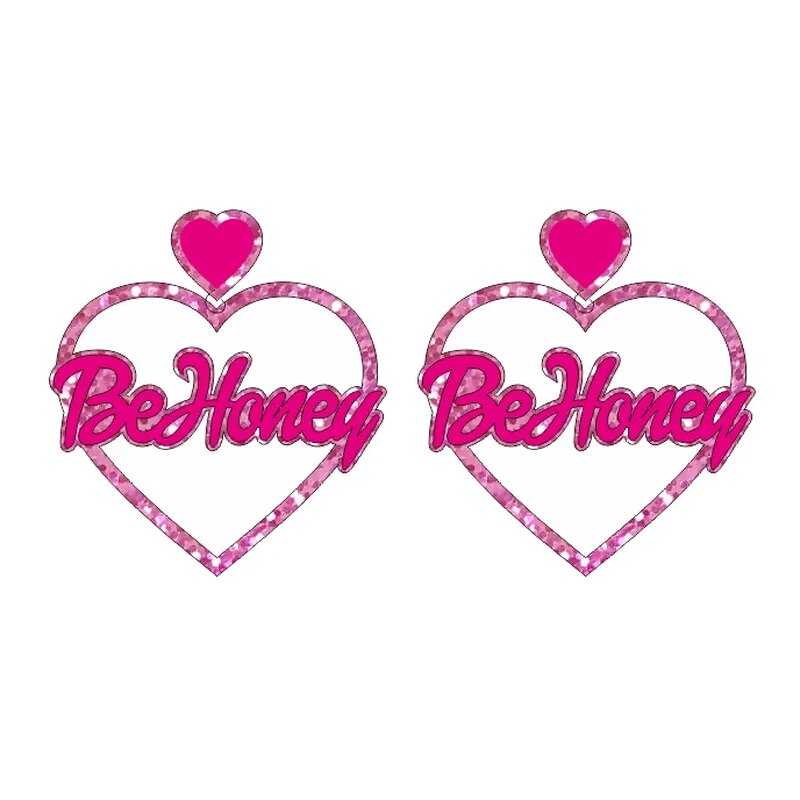 Beautiful Hollowed out Peach Heart Shape Name Character Custom Earrings for Woman C52