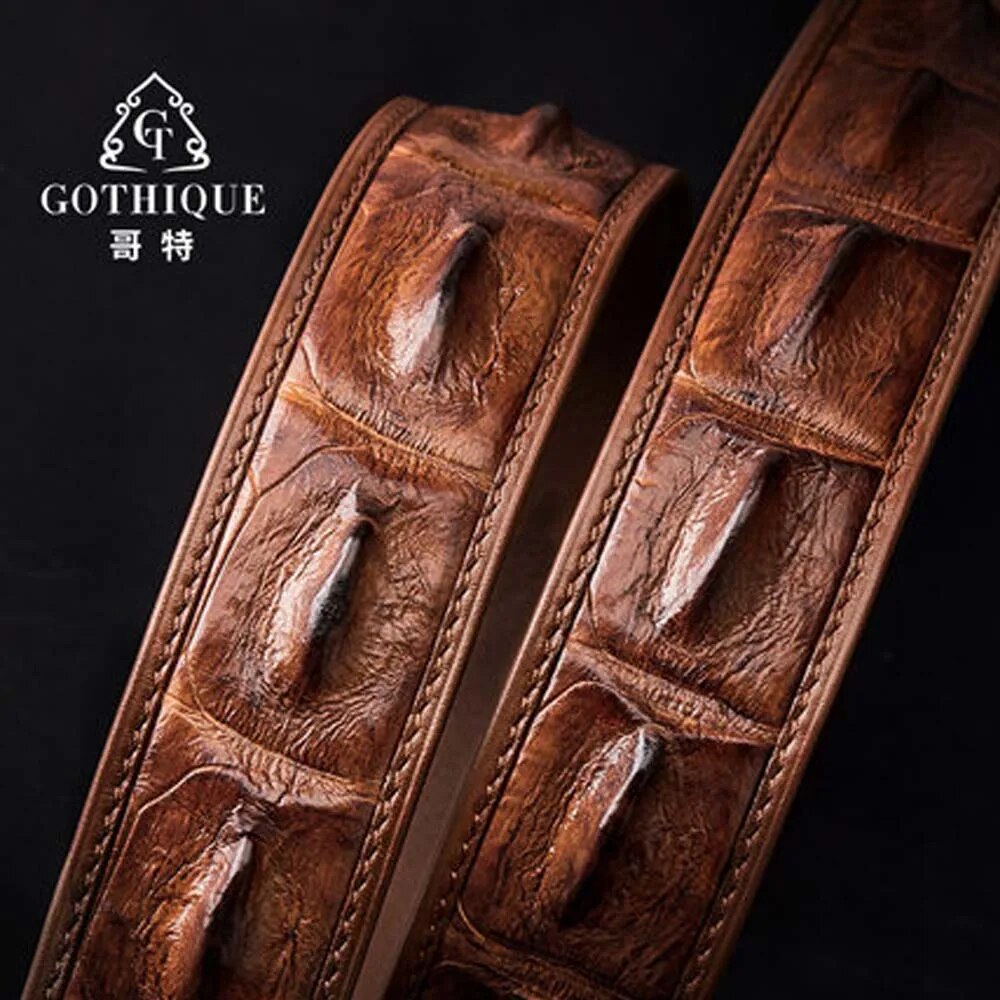 gete Big bone  Bay crocodile Belt  male estuarine crocodile leather Smooth buckle  trend  business affairs  high-grade male belt