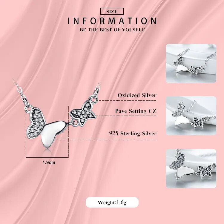 Modian 100% Real 925 Sterling Silver Butterfly Jewelry Sets Classic Simple With 5A CZ Ring Vintage Pendant Necklace For Women