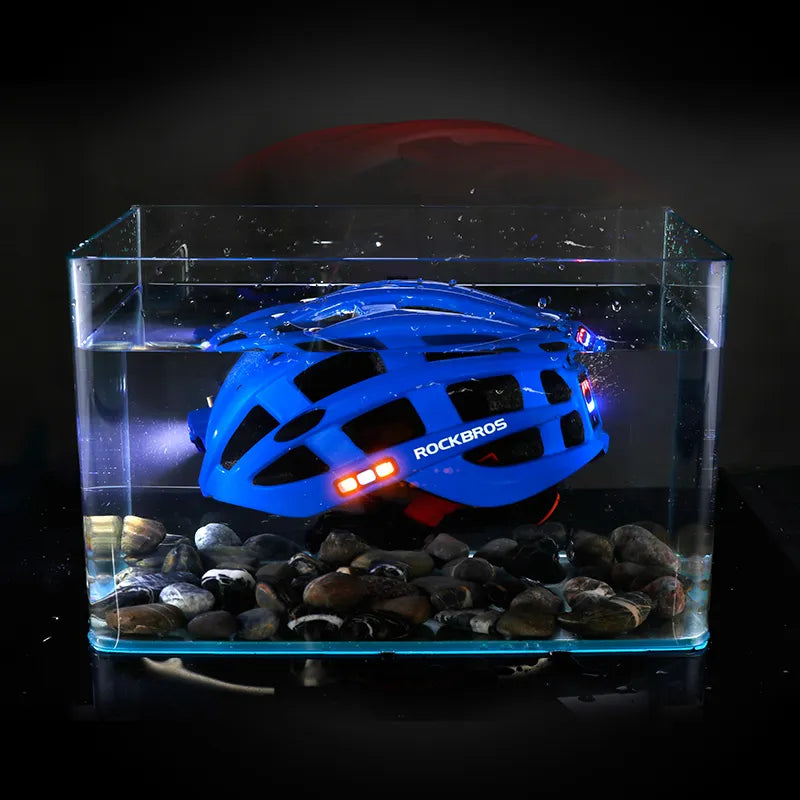 ROCKBROS Bicycle Light Helmet Waterproof Bike Helmet USB Charge Cycling Helmet Intergrally-molded MTB Road Bicycle Accessories