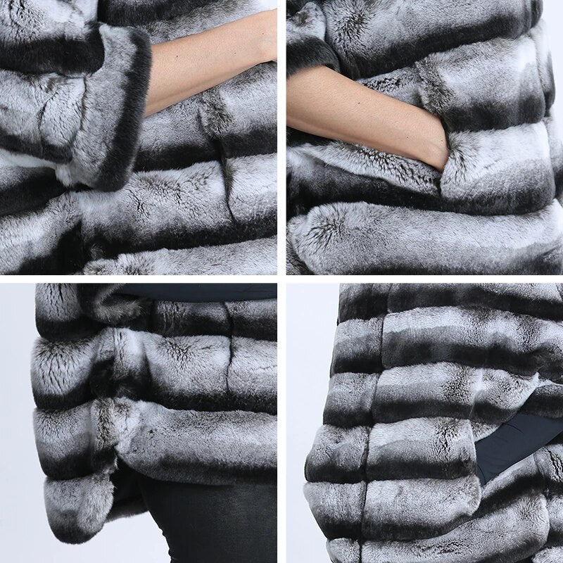 Real Fur Coats Women Rex Rabbit Fur Jackets Ladies Rabbit Fur Coat Female Winter Warm Women's Clothing Vintage Zipper 2020 New