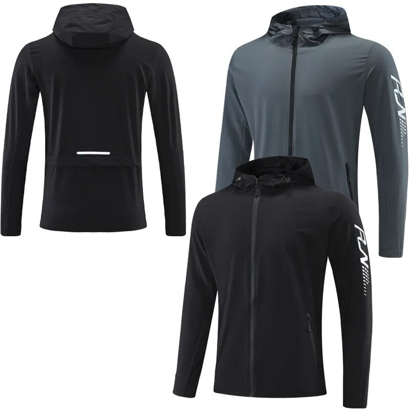Men Fitness Jackets Quick Dry Zipper Hooded Workout Coats 2021 New Male Gym Sportswear Top Running Hoodies - KAISERINC