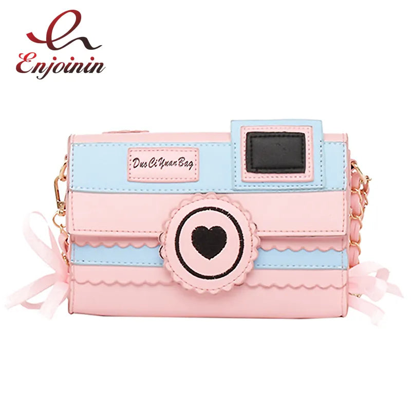 Pink Dream Camera Styling Embroidery Fashion Women Purses and Handbags Shoulder Chain Bag Crossbody Bag Ladies Clutch Bag Bolsa
