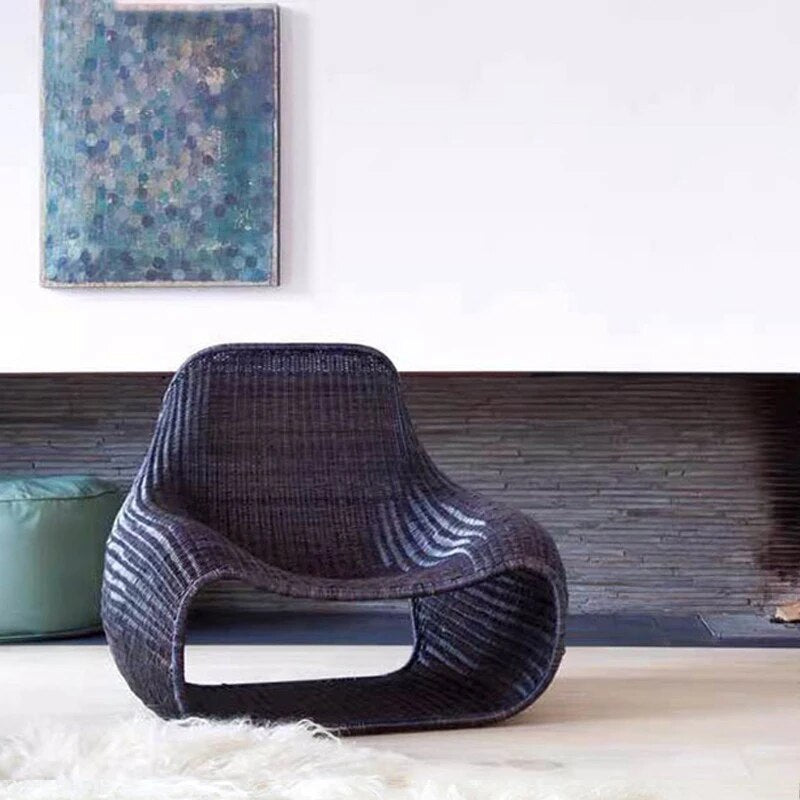 Creative outdoor indoor rattan chair furniture Nordic simple Southeast Asia Rattan sofa hotel model room leisure chair