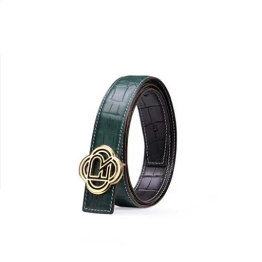 ouluoer new arrival import men crocodile belt  niche  fashion  leisure  male  smooth buckle double side  men belt  tide men belt