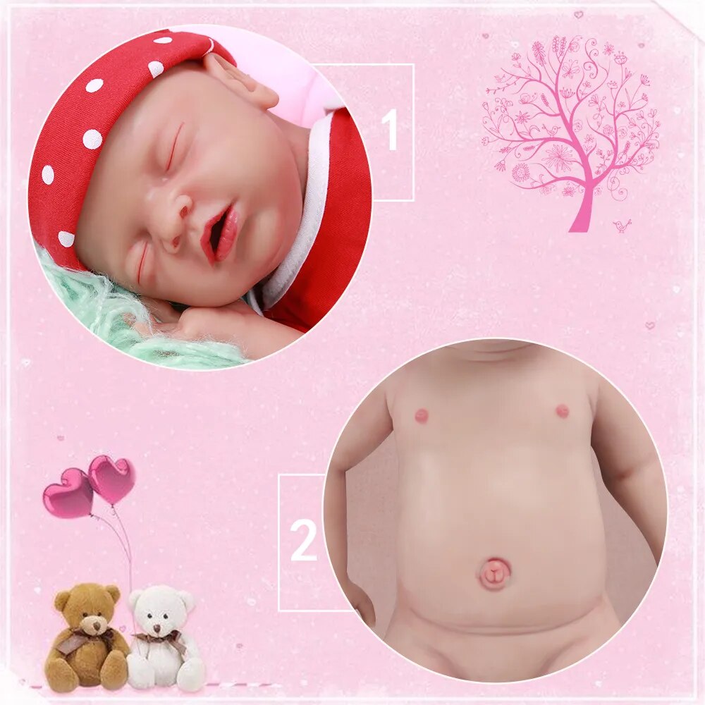 IVITA WG1514 18inch Silicone Babies Dolls Girl Eyes Closed Alive Real Reborn Baby Soft Realistic Toys for Children with Clothes