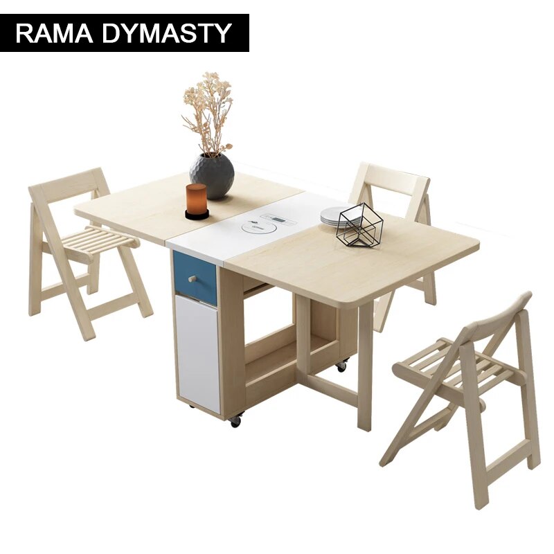 Fashion folding dining table furniture yemek masasi multifunctional rectangle dining table with 4 chairs