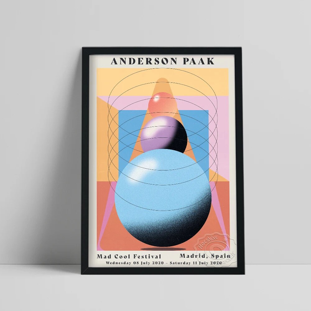Mad Cool Festival Rock Music Wall Art, Anderson Paak stereoscopic Geometry Prints Poster, Anderson Paak Fans Collection Picture