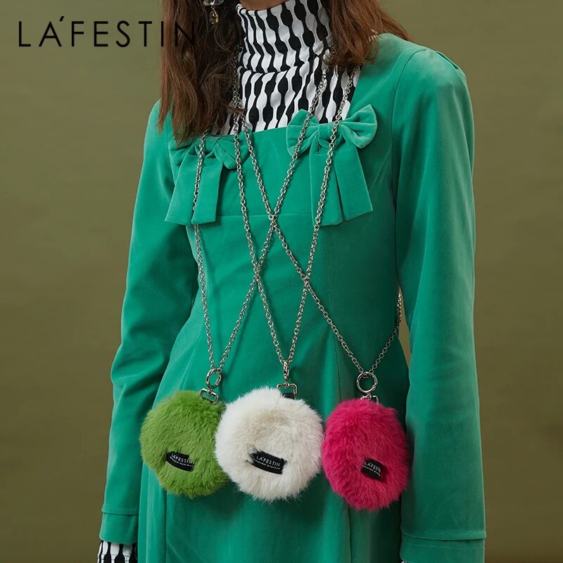 LA FESTIN 2021 New Ins Niche Fashion Key Case Original Plush Wallet All-match Chain Simple Small Card Cag Crossbody Female Brand