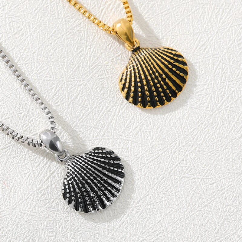 Fashion Shell Pendant Necklaces Stainless Steel Golden Box Chain Necklace For Women Fashion Jewelry The Best Christmas Gift