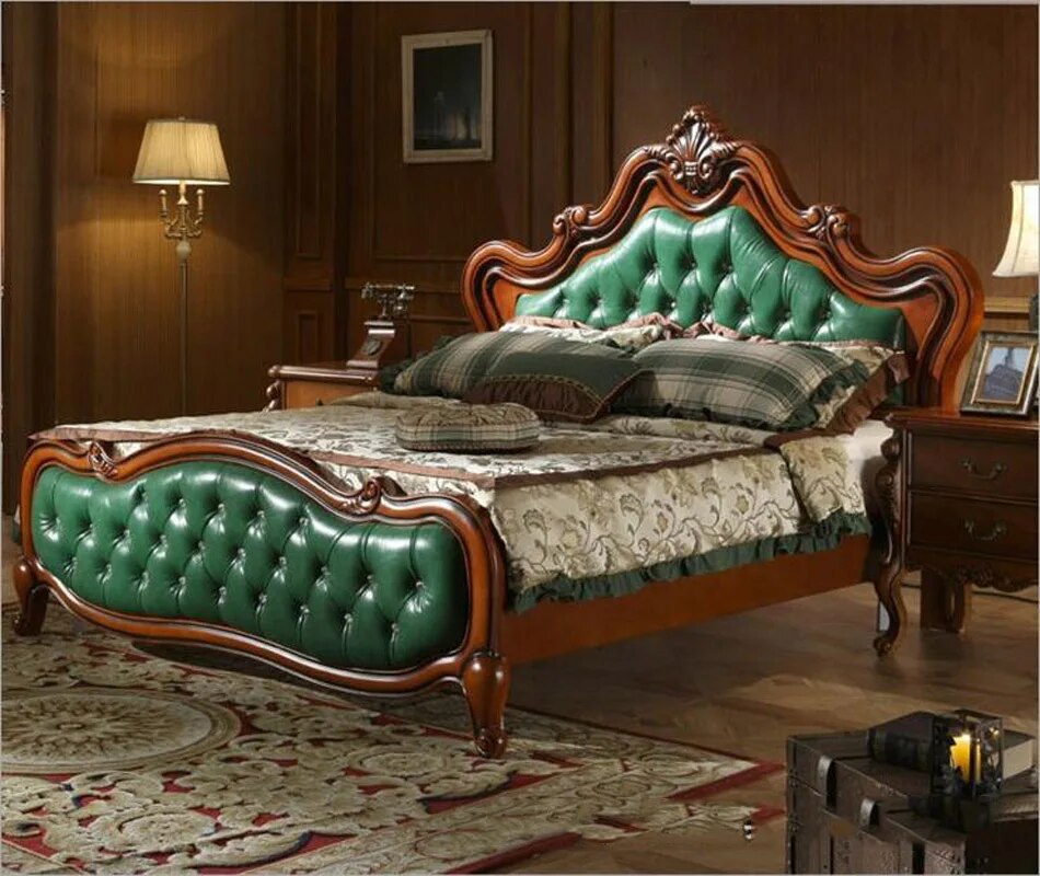 modern American solid wood country style Fashion  bed 2 people bedroom set furniture d1415