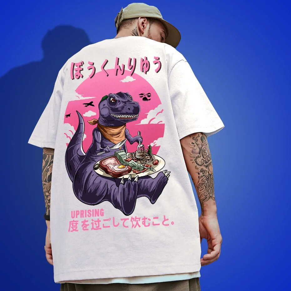 UPRISING t shirt Men Cartoon Dinosaur Printed Men's t shirt Summer Tee shirts O-Neck Fashion High Street Tees hip hop Streetwear