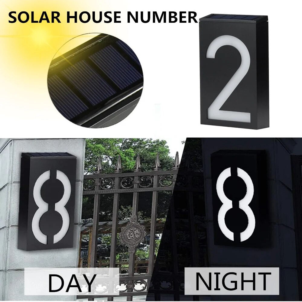 House Number Outdoor Address Sign Solar Led Light Outdoor Exterior House Number House Door Number Doorplate Digital Flat Number