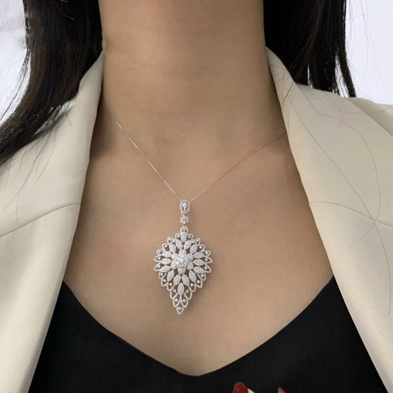 Real 18K gold necklace natura 2.85ct diamonds necklace H-M026