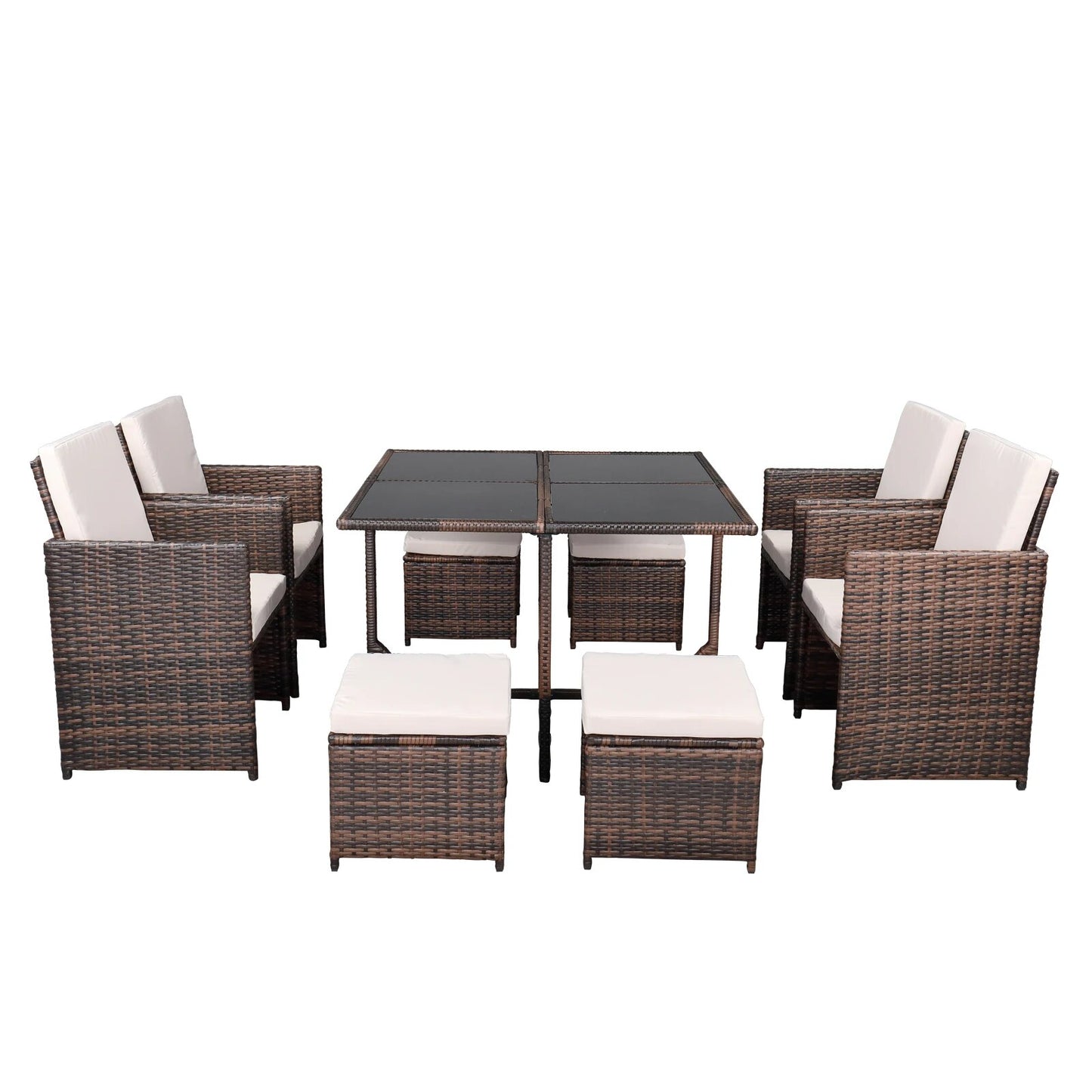 Outdoor Furniture Set Patio Furniture Set Nine-Piece Table And Chair Set-1 (1/3) Brown Gradient US Warehouse