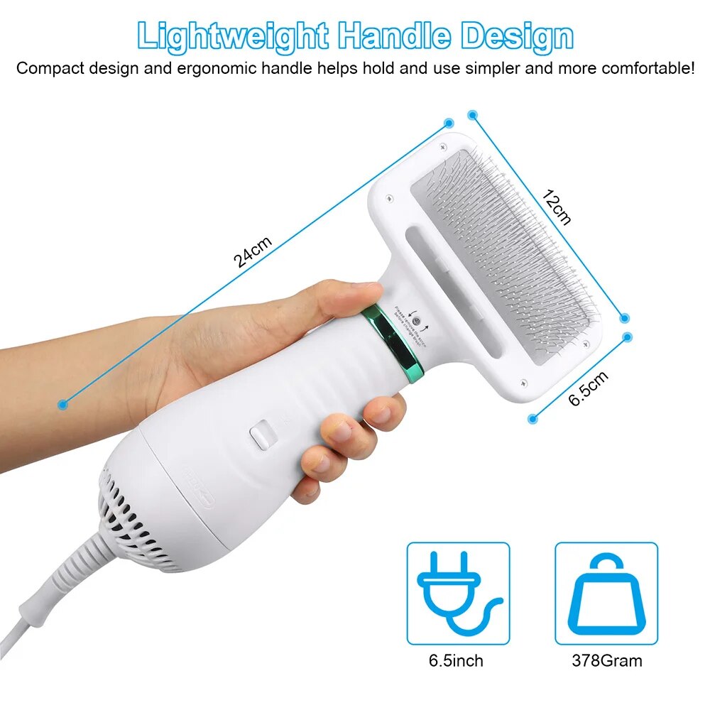 BIEMLERFN 2-In-1 Portable Pet Dog Dryer Dog Hair Dryer And Comb Brush Pet Grooming Dryer Cat Hair Comb Dog Fur Blower Low Noise