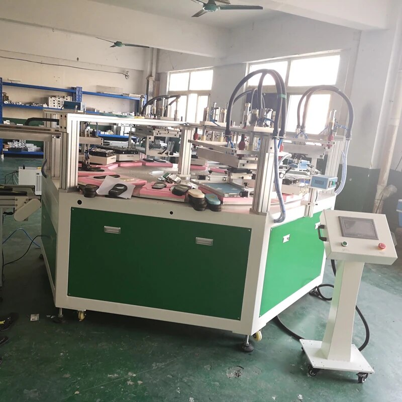 automatic 4 color 10 stations silkscreen press machine for slippers rotary stencial printing machine