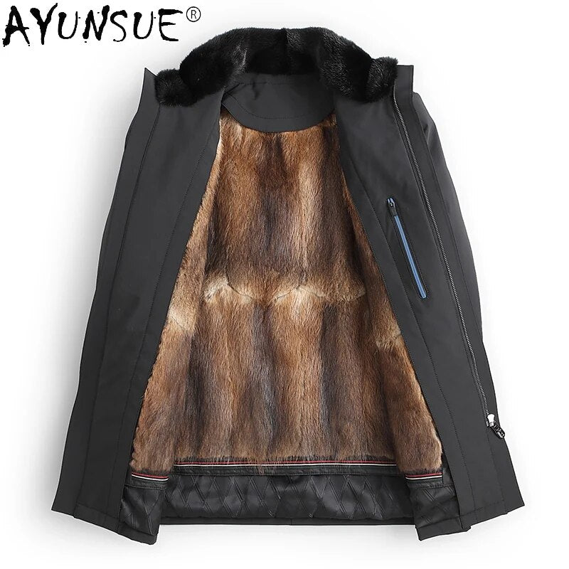 AYUNSUE 2020 Men's Clothing Winter Men Jacket Real Mink Fur Coat Thick Parkas Male Jackets 5XL Clothes Ropa De Hombre LXR482