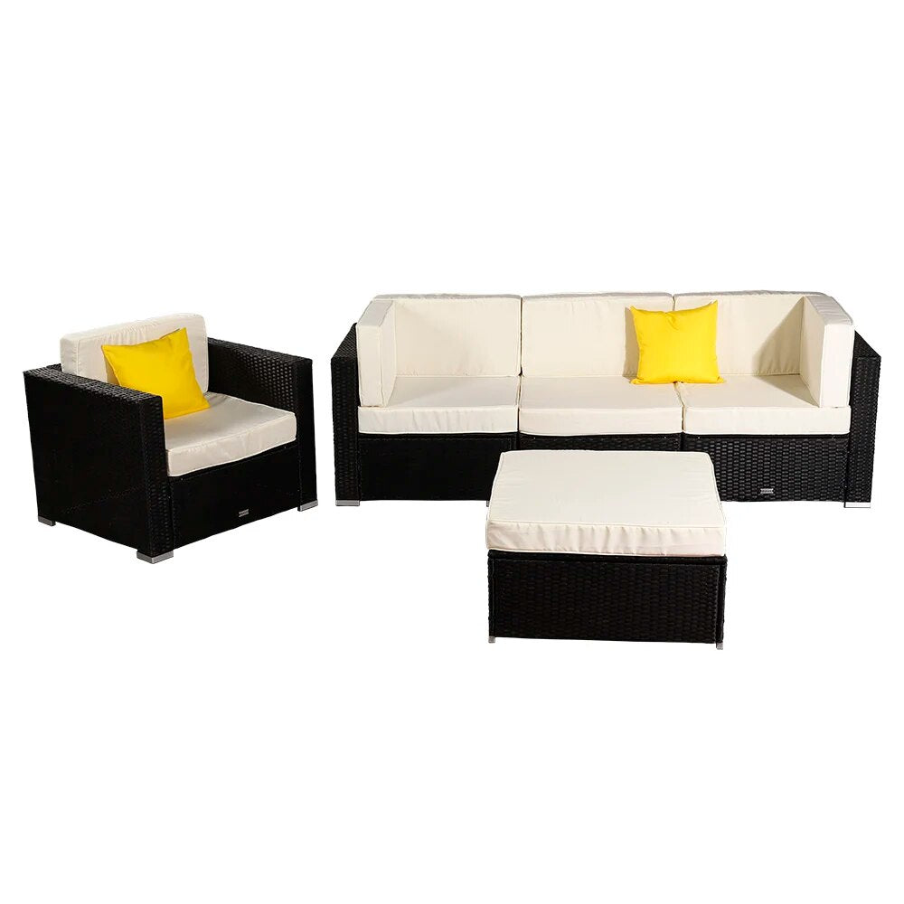 Five Styles Patio Furniture Set 5 Pieces Patio PE Wicker Rattan Corner Sofa Set US Warehouse In Stock
