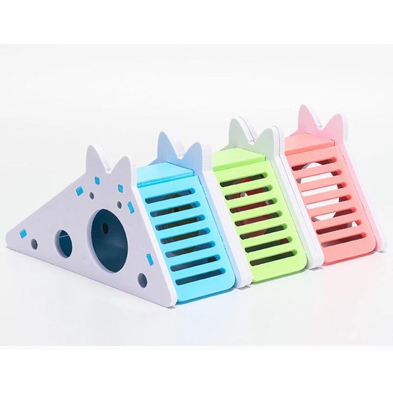 Hamster Hideout Cute Hamster Exercise Toy Wooden Hamster House with Ladder Slide for Guinea Pig Hamster Accessories Hamster Cage