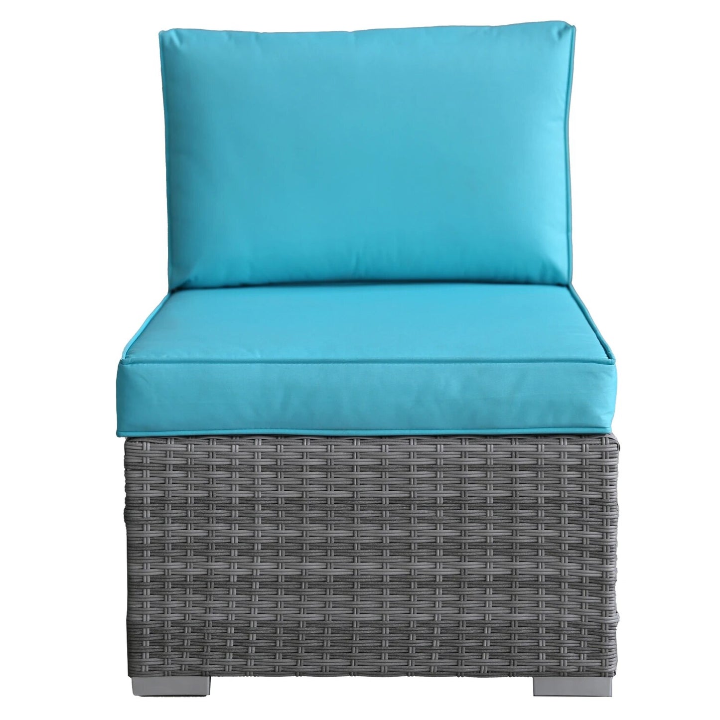 Oval Shape Outdoor Patio PE Rattan Wicker Furniture 6 Pcs Set Sectional 2 Middle+2 Armrest+1 Corner Sofa+1 Tea Table[US-W]