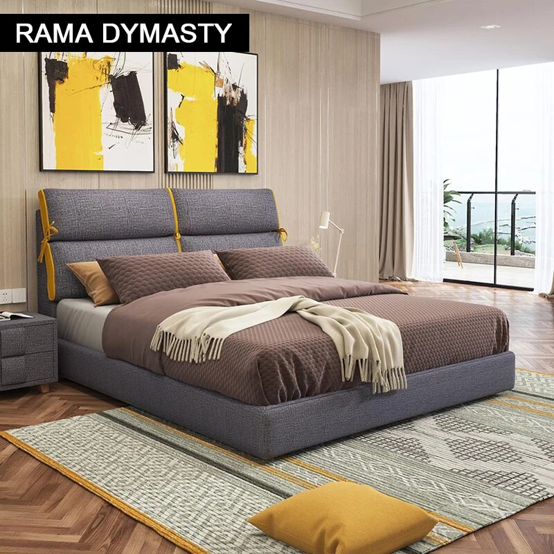 RAMA DYMASTY fashion fabric soft bed modern design bed bett, cama fashion king/queen size bedroom furniture